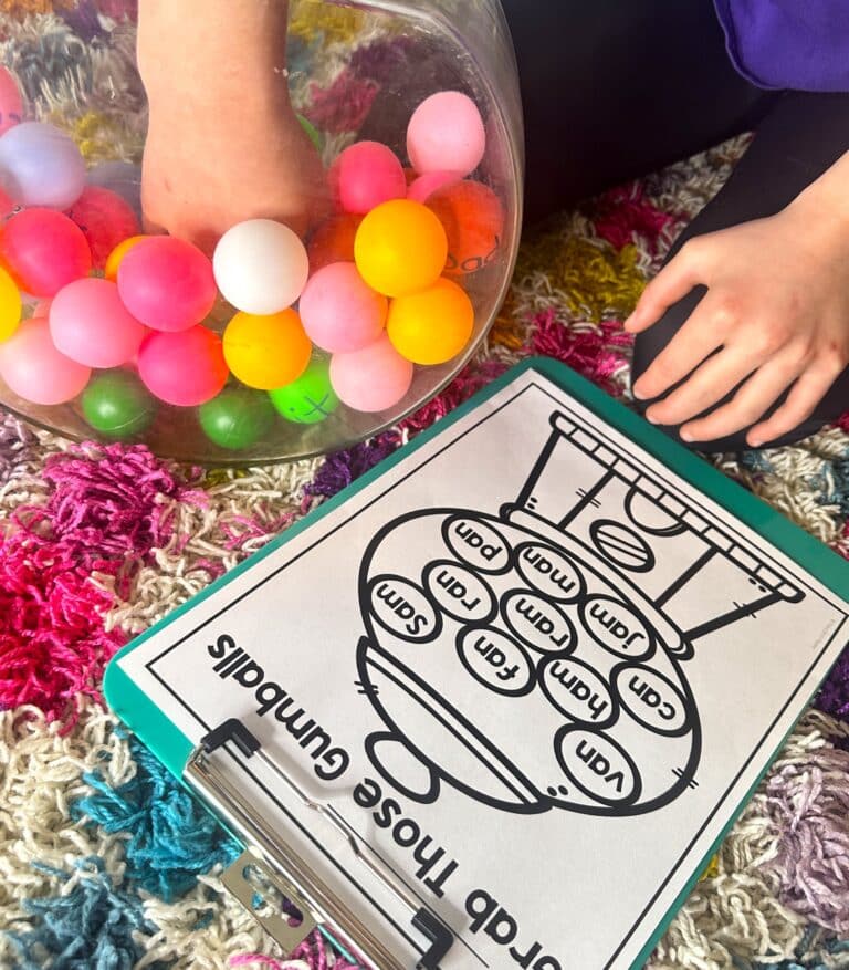 hands-on phonics game gumballs word center