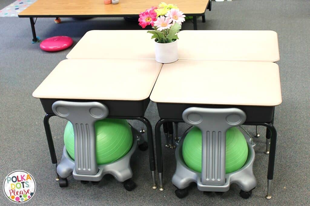 flexible seating in first grade classroom