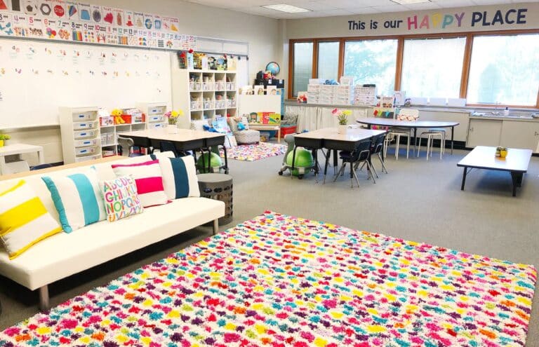 first grade classroom with flexible seating