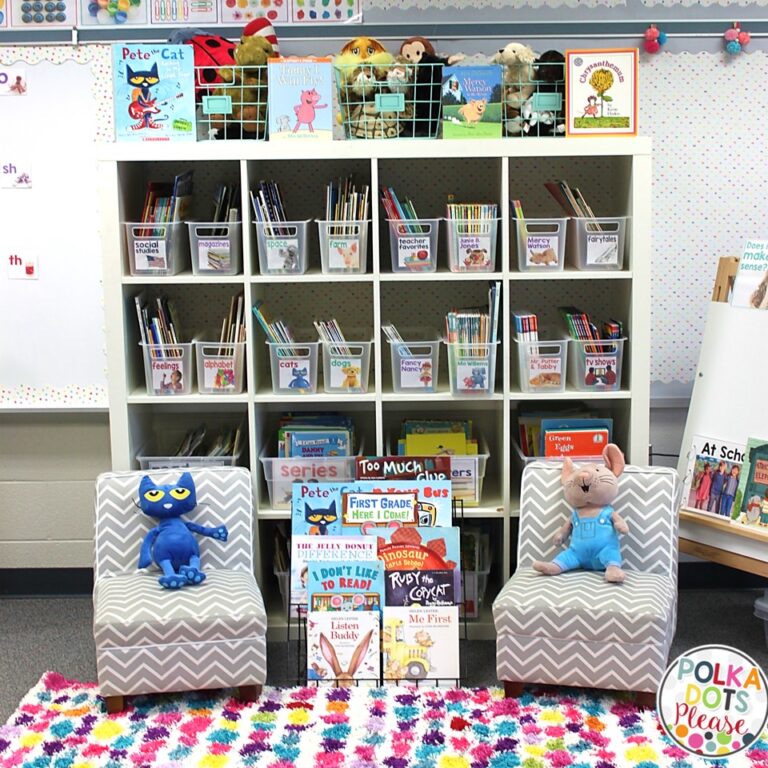 organized classroom library in first grade