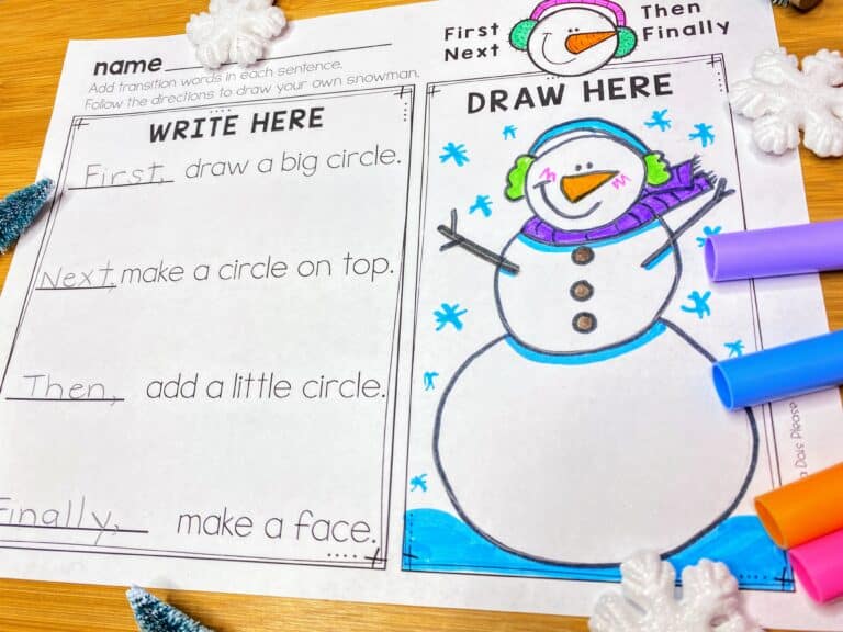 snowman-transition-words-writing
