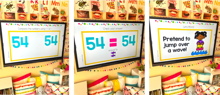 interactive math game Math & Move comparing numbers
