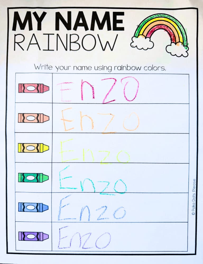 free lesson plans for the first day of school Rainbow Name Practice